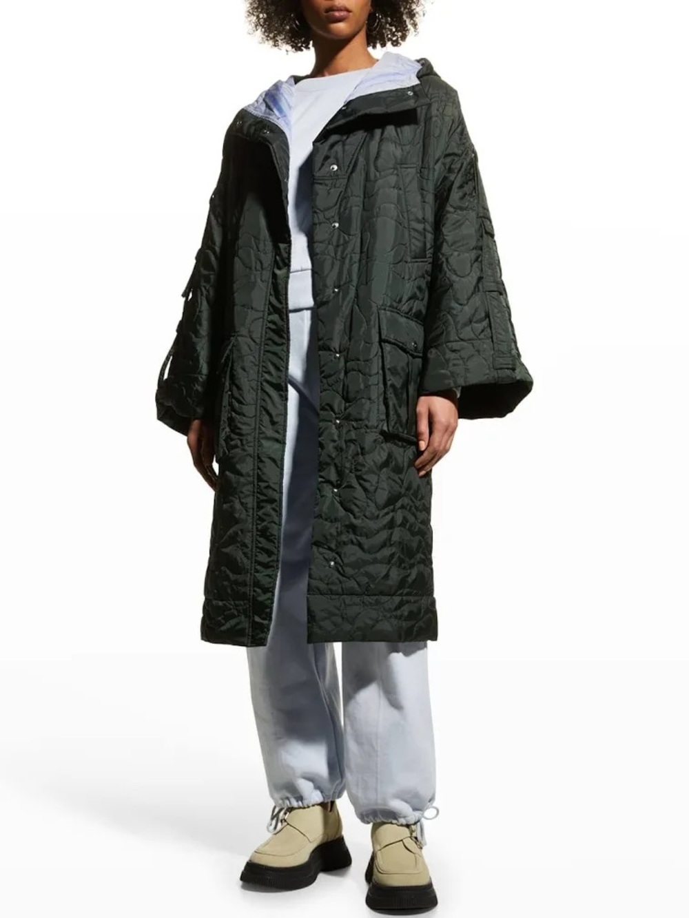 Ganni Quilted Parka Cape